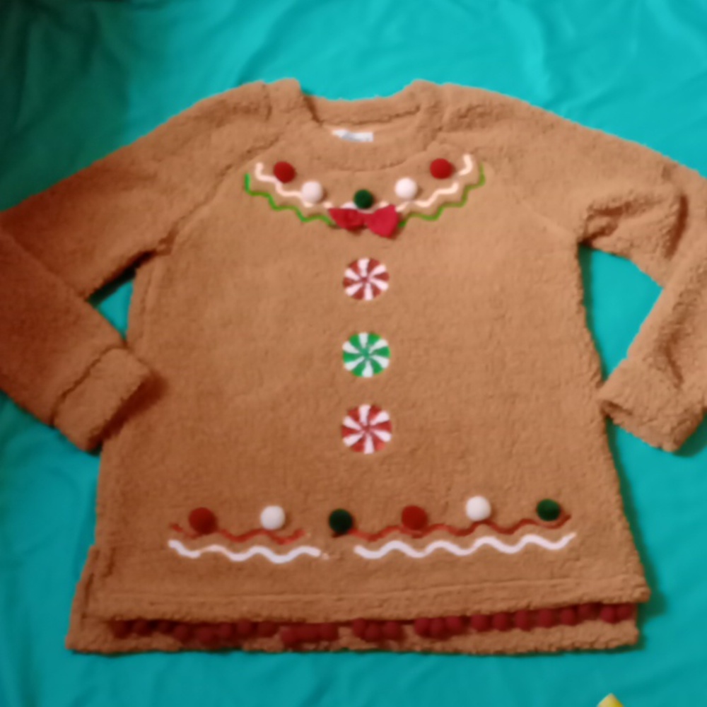 ROCKIN AROUND GINGER BREAD CHRISTMAS SWEATER, UNISEX LARGE